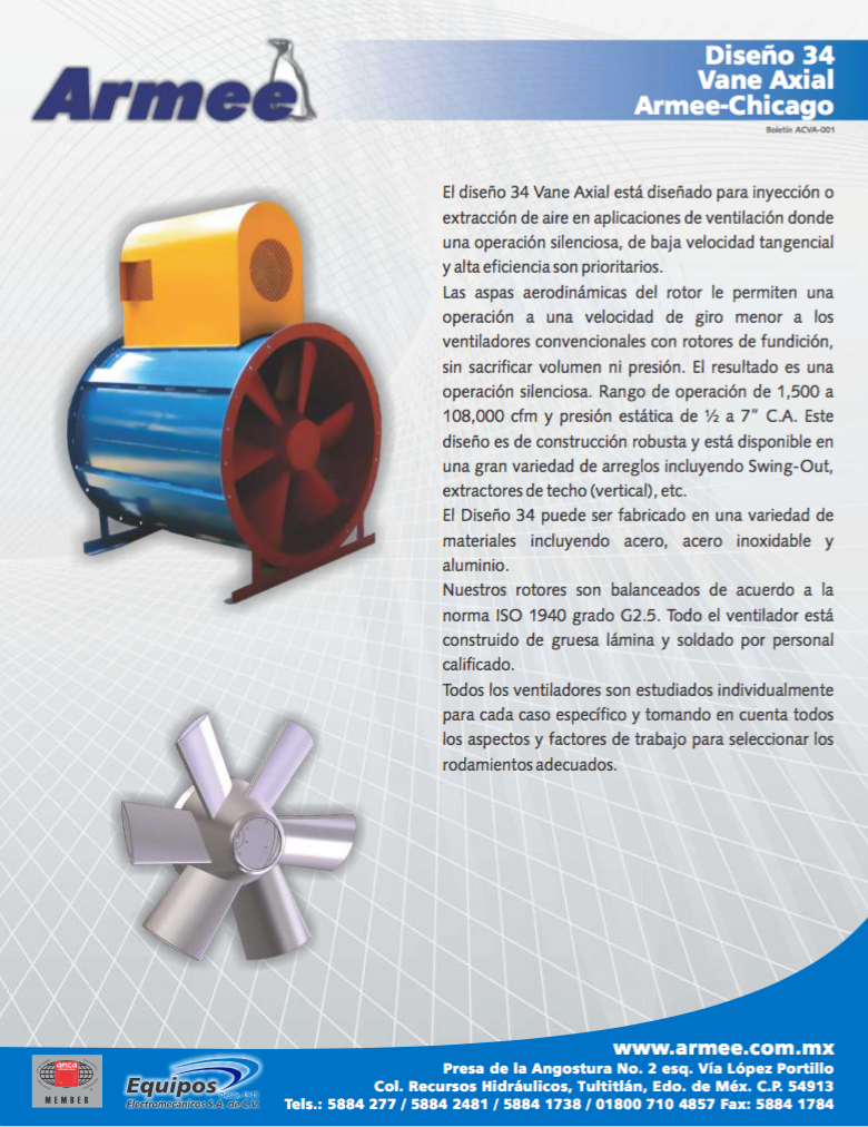 Diseño 34 Vane Axial Armee-Chicago